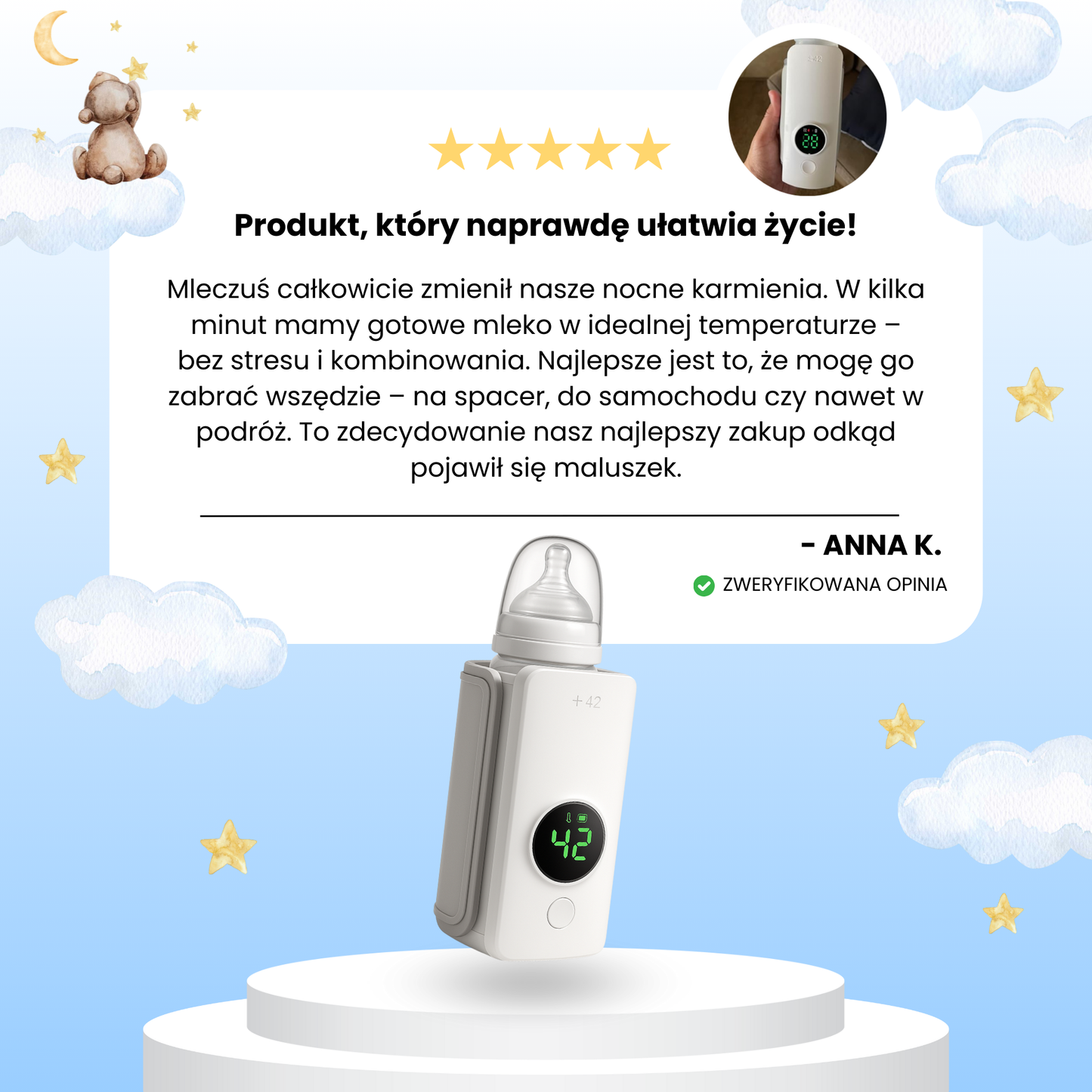 Mleczuś - Przenośny Podgrzewacz do Mleka